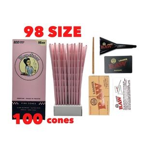 Blazy Susan pink cones 98mm 98 size 100 cones + raw 98 king size cone loader